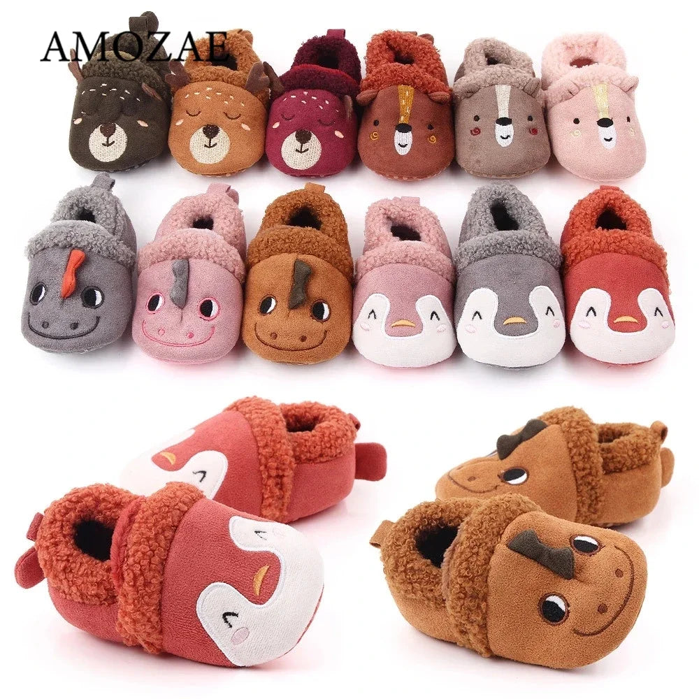 Baby Shoes Adorable Infant Slippers Toddler Baby Boy Girl Knit Crib Shoes Cute Cartoon Anti-Slip Prewalker Baby Slippers
