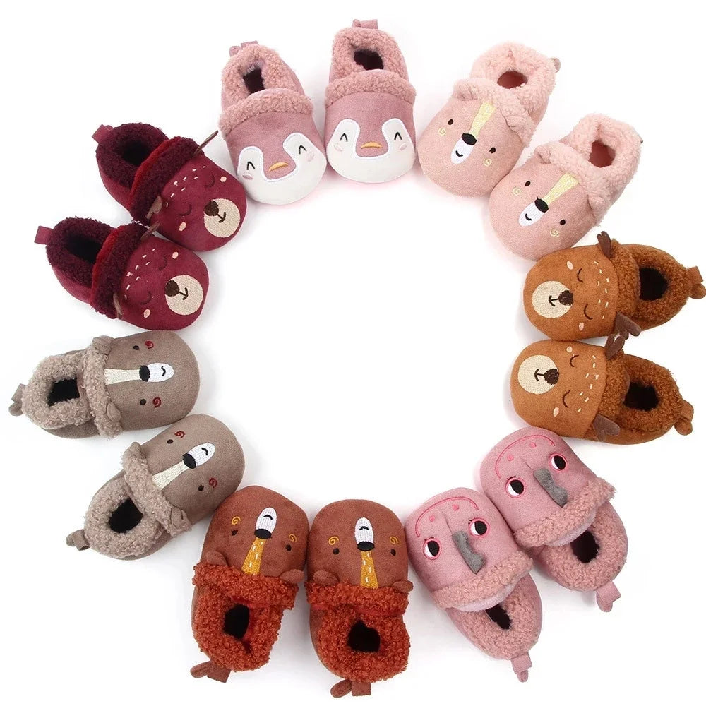 Baby Shoes Adorable Infant Slippers Toddler Baby Boy Girl Knit Crib Shoes Cute Cartoon Anti-Slip Prewalker Baby Slippers