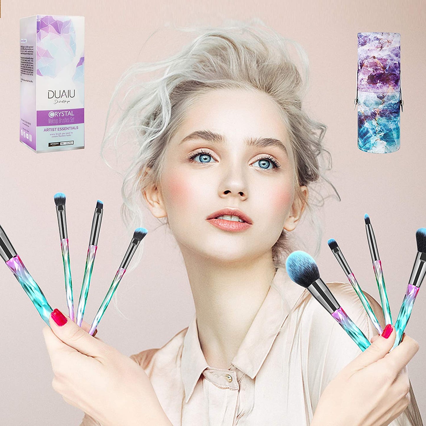 Pinselset Makeup Make up Pinsel Set 15 Stück Premium Synthetische Borsten Kristallgriff Kabuki Foundation Gesicht Lippen Auge Professional Mit Sternengeschenkbox