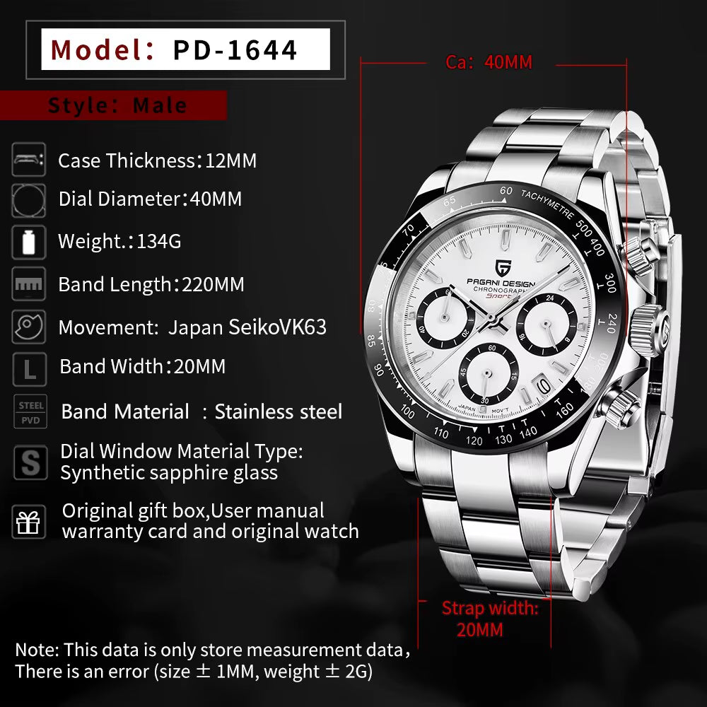 2024 New Men Watches Quartz Business Watch Mens Watches Top Brand Luxury Watch Men Chronograph VK63