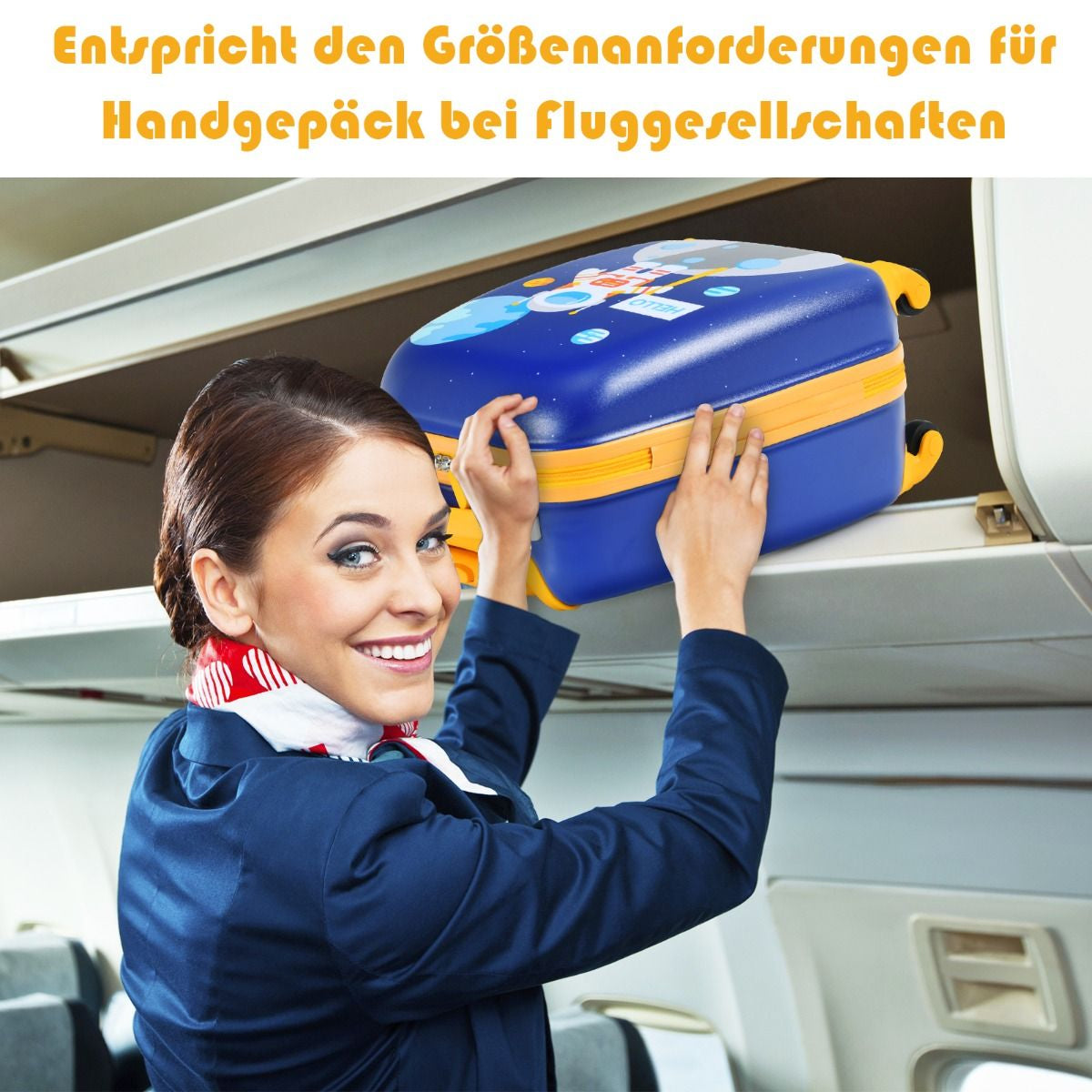 2-Teiliges Kinderkoffer-Set Mit Astronautenmuster Rucksack & Koffer 27 X 20 X 43 Cm Dunkelblau