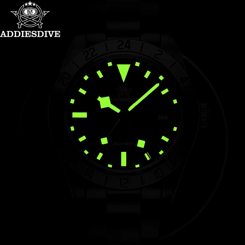 GMT Watches Men'S 39Mm Diver Luminous Calendar Display Stainless Steel 20ATM Quartz Watches Reloj Hombre