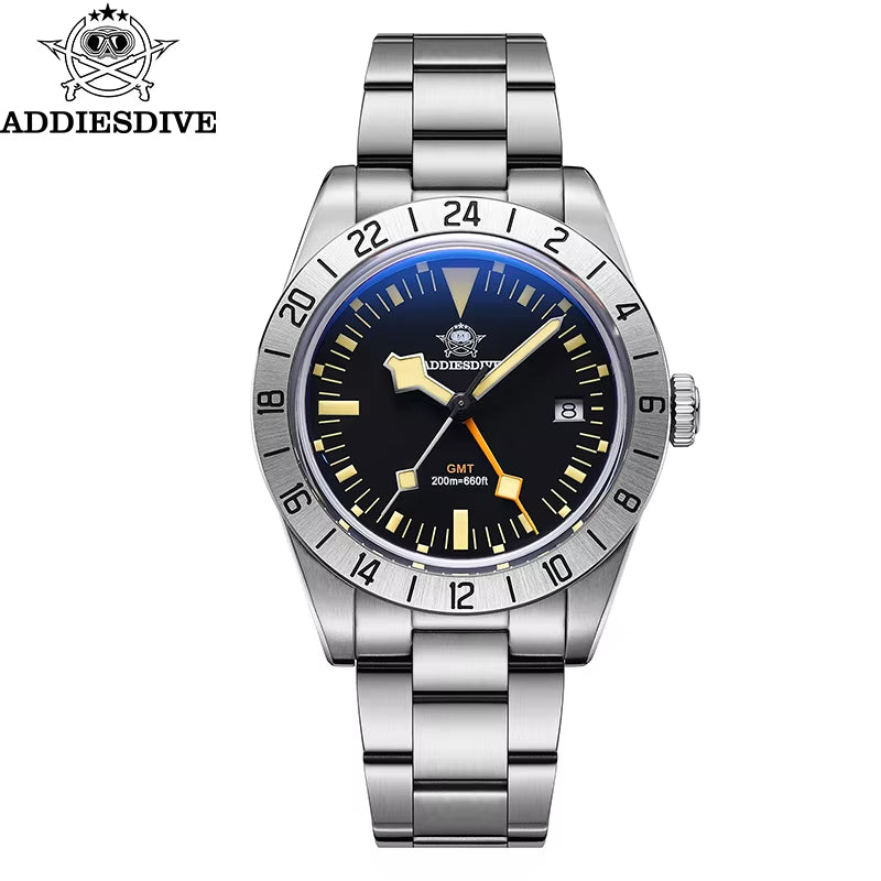 GMT Watches Men'S 39Mm Diver Luminous Calendar Display Stainless Steel 20ATM Quartz Watches Reloj Hombre