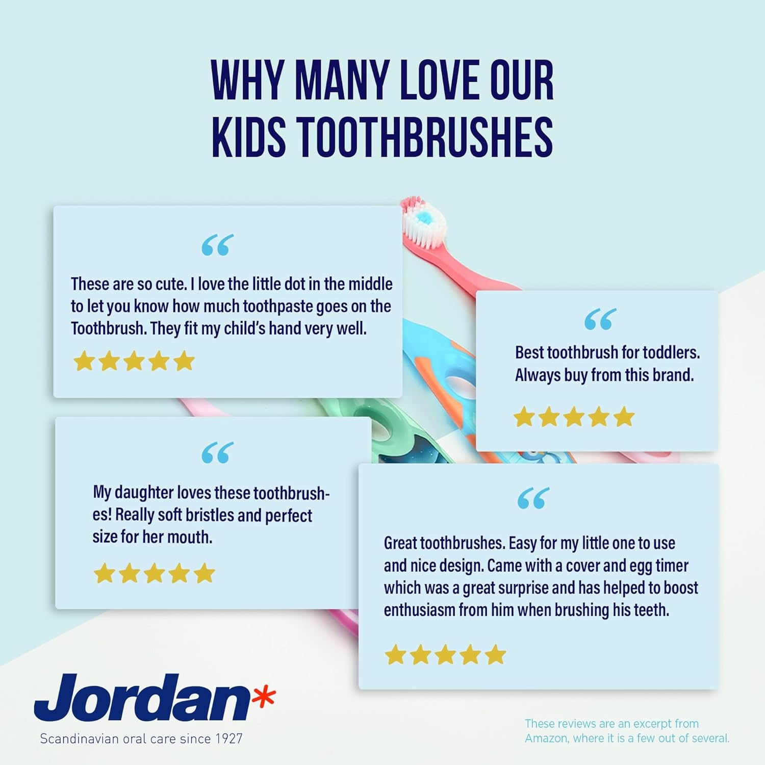 Jordan ® | Step 2 Zahnbürste Kinder | Kinder Zahnbürste Für 3-5 Jahre | Weiche Borsten, Doppelter Ergonomischer Griff & Bpa-Frei | Grüne Und Blaue Farbe | Pack 4 Einheiten